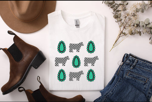 Youth- checkered steer-  t shirt - multiple colours