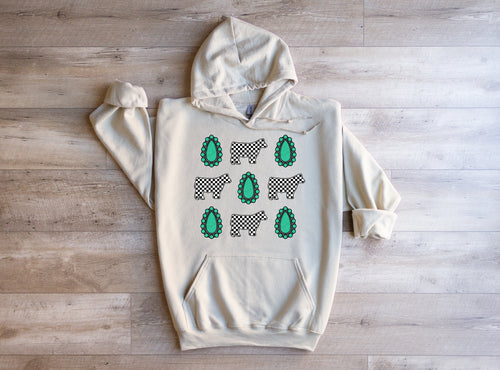 Checkered Steer-hoodie- multiple colours