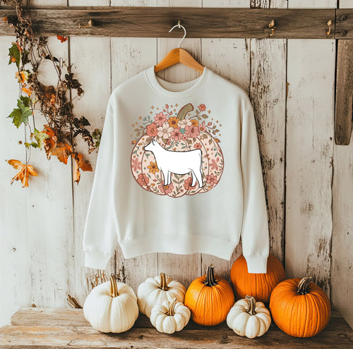 Pumpkin white crewneck  (multiple colours)