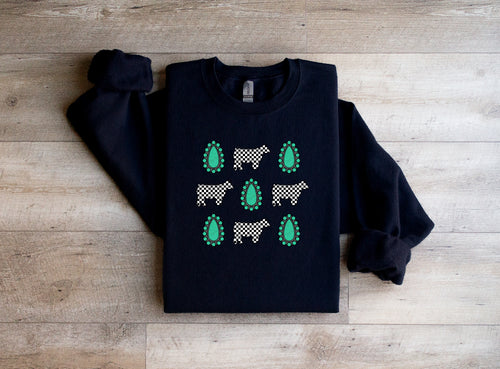 Checkered steer-crewneck- multiple colours