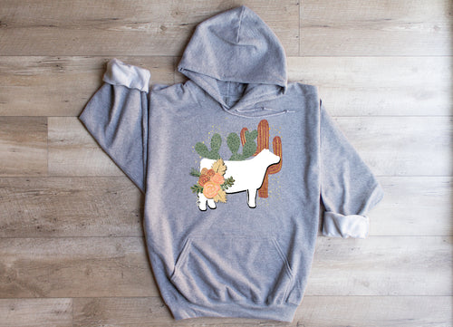 Boho cow-white-hoodie(multiple colours)