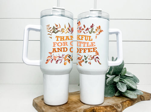 Cattle  & coffee  Handled tumbler 40z