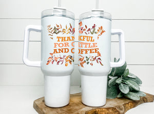 Cattle  & coffee  Handled tumbler 40z