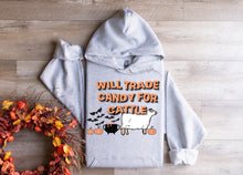 Load image into Gallery viewer, Will trade candy- cow- beef, dairy hoodie  (multiple colours)