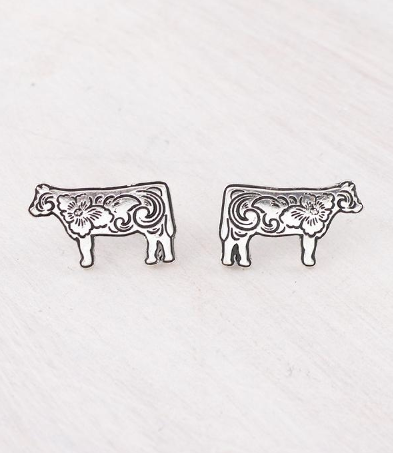 Floral Tooled heifer earrings