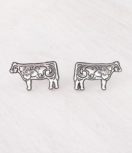 Floral Tooled heifer earrings