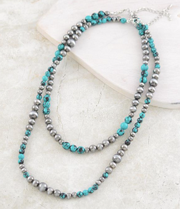 2 strand Navajo pearls- silver and turquoise