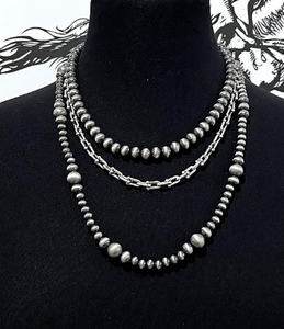 3 strand Navajo pearls- silver