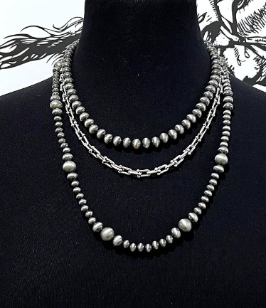 3 strand Navajo pearls- silver