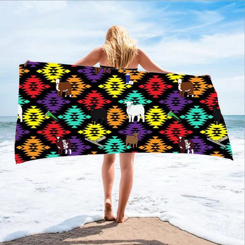 Aztec all breeds   beach towel