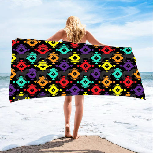 Aztec horse  beach towel