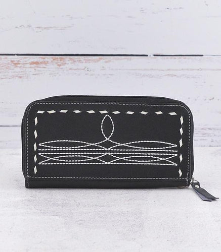 Boot stitch wallet - black