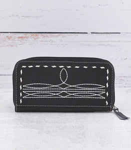 Boot stitch wallet - black
