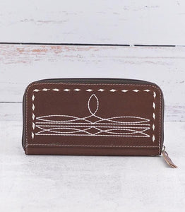 Boot stitch wallet - brown