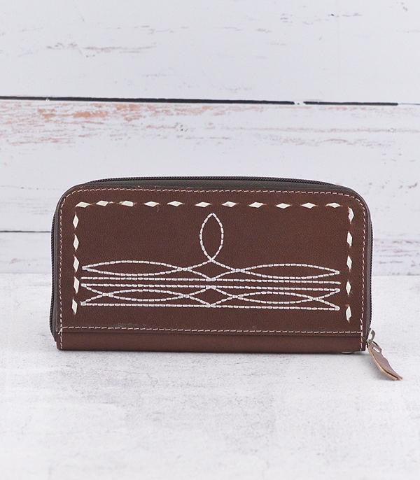 Boot stitch wallet - brown