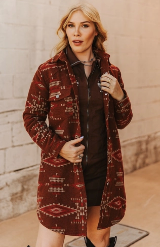 Rust Aztec Shacket (pre order only)