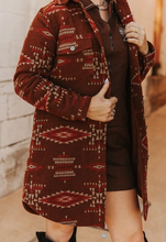 Load image into Gallery viewer, Rust Aztec Shacket (pre order only)