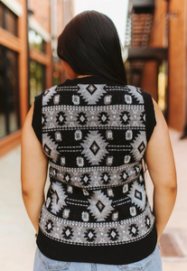 Aztec knit vest-black