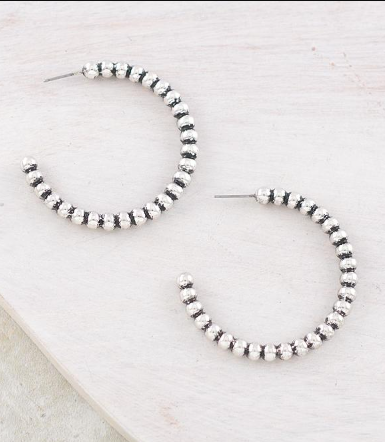 Rope hoop earrings-silver