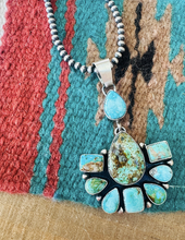 Load image into Gallery viewer, “Lady Blossom” HANDCRAFTED STERLING SILVER &amp; TURQUOISE CLUSTER PENDANT
