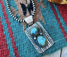 Load image into Gallery viewer, “Annie K” HANDCRAFTED STERLING SILVER AND TURQUOISE PENDANT