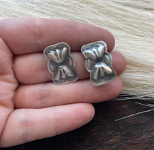 Load image into Gallery viewer, "Rose" HANDCRAFTED STERLING SILVER BOW TIE CONCHO EARRINGS