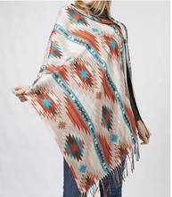 Load image into Gallery viewer, Aztec multi wear poncho-beige