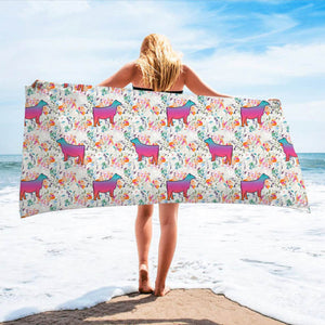 Multicoloured floral heifer beach towel