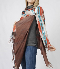 Load image into Gallery viewer, Aztec multi wear poncho-beige