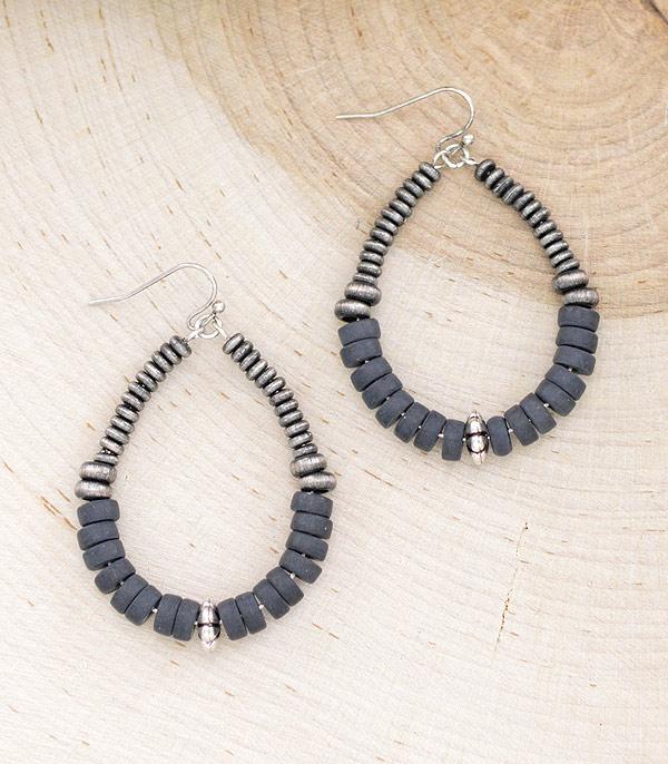 Navajo bead earrings-black