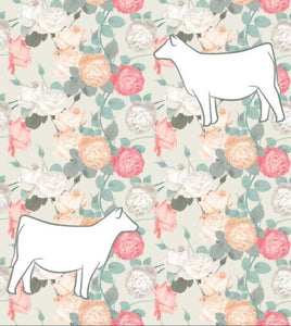 Floral white heifer beach towel