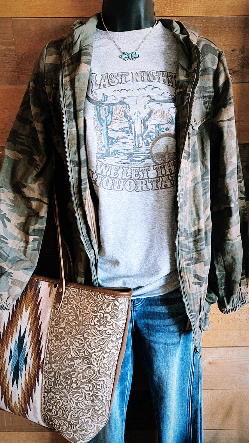 Last night we let the liquor talk - tshirt