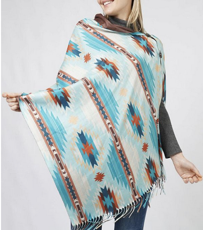 Aztec multi wear poncho-turquoise