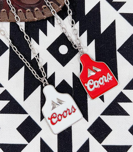 Coors tag necklace-red