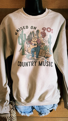 Raised on 90s country -crewneck