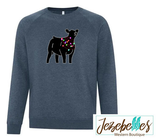Christmas lights heifer - crew neck