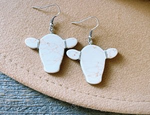 Stone cow earrings -multiple colours