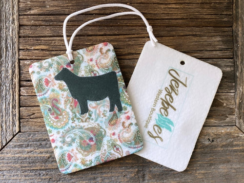 Hanging air fresheners-paisley black heifer