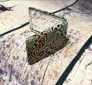 Tooled leather compact Mirror