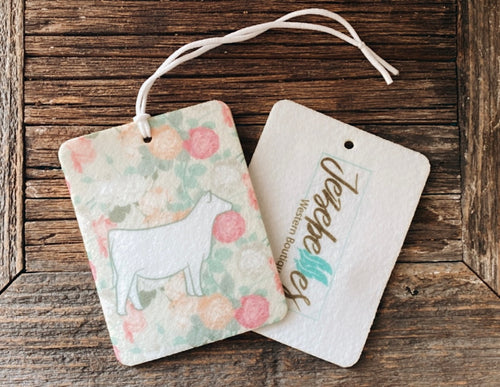 Hanging air fresheners-floral white heifer