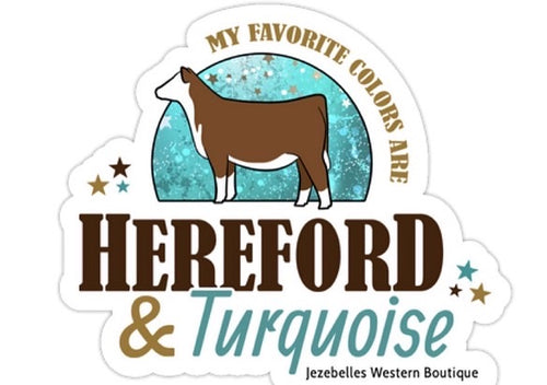 Hereford & turquoise sticker-Jezebelles exclusive design