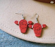 Load image into Gallery viewer, Stone cow earrings -multiple colours