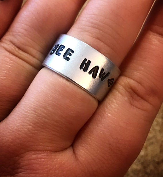 Stamped 1/2 inch ring - yee haw