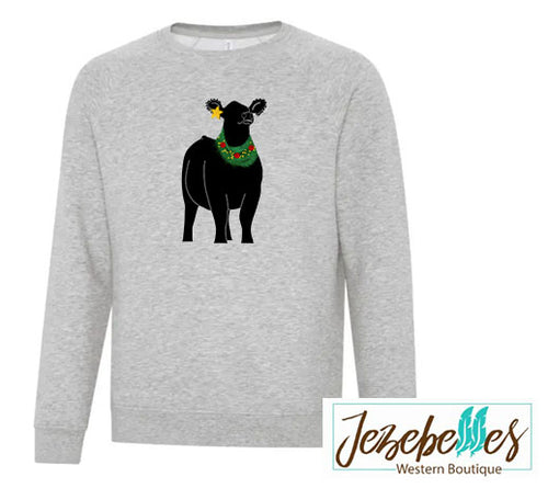 Christmas wreath heifer - crew neck