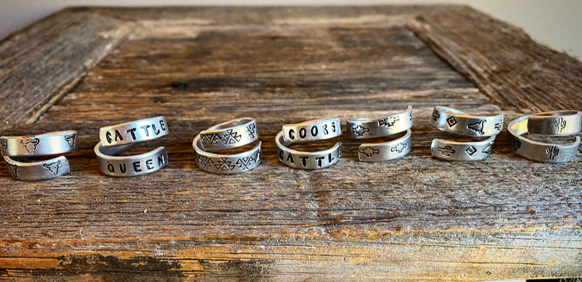 Wrap stamped rings- multiple designs