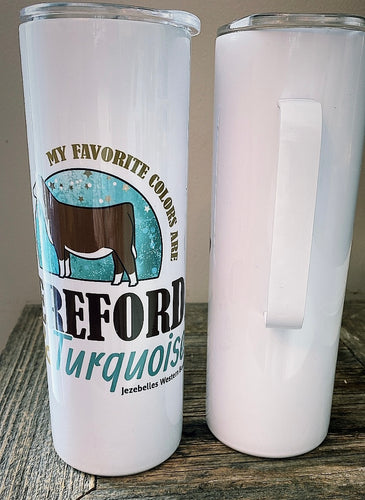 Hereford and turquoise handled tumbler