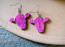 Load image into Gallery viewer, Stone cow earrings -multiple colours