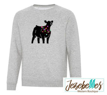 Load image into Gallery viewer, Christmas lights heifer - crew neck