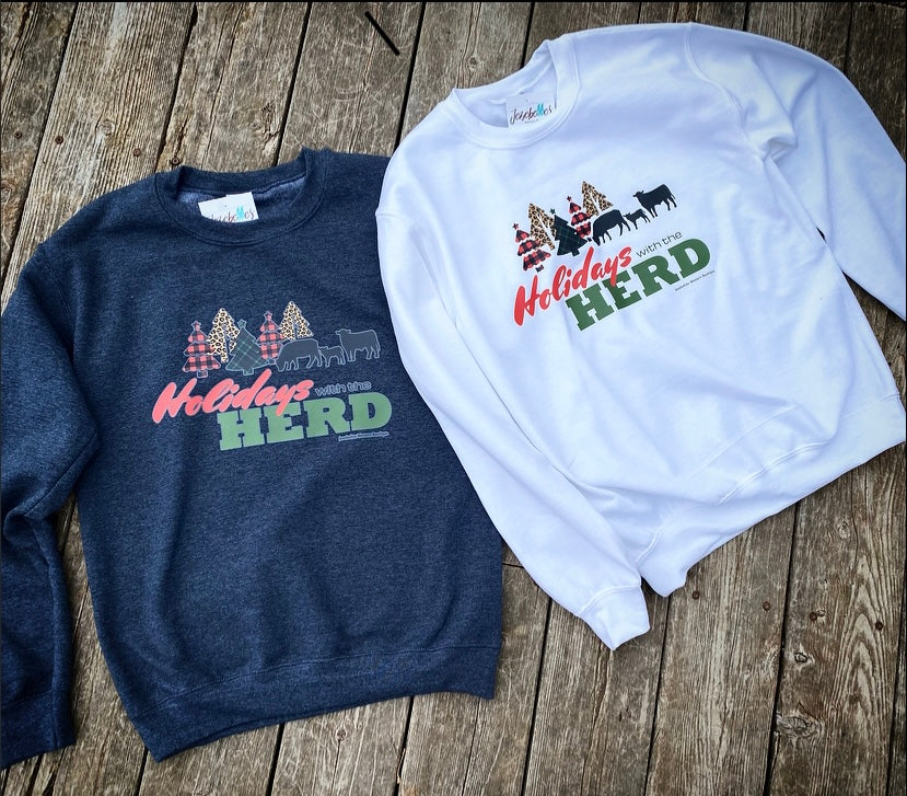 Holidays with the herd Crew Neck Sweatshirt -Jezebelles Exclusive