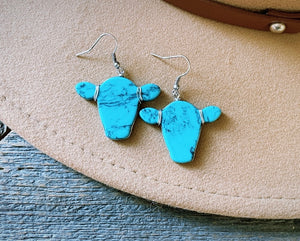 Stone cow earrings -multiple colours